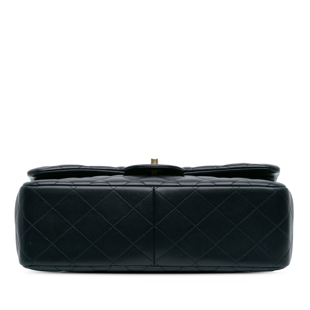 Chanel Classic Double Flap Jumbo Matelassè Lambskin Leather 2-Ways Flap Bag Blue