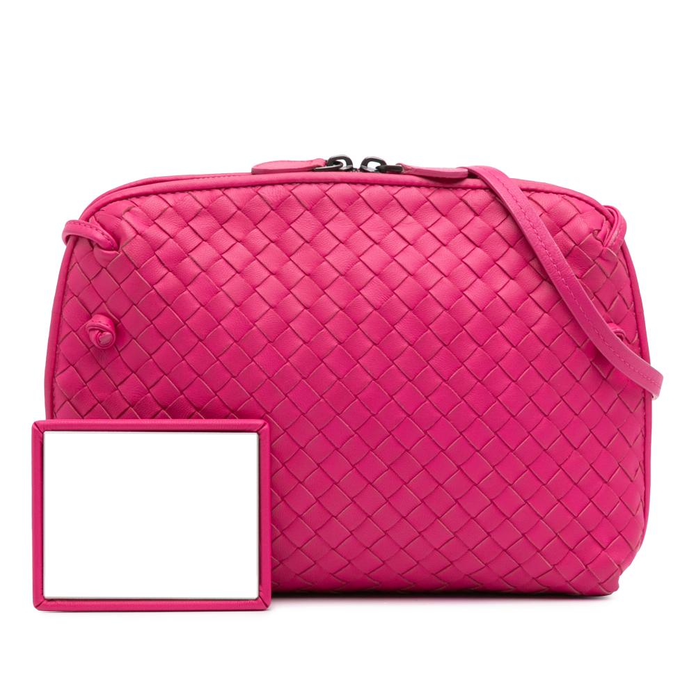 Bottega Veneta B Bottega Veneta Pink Hot Pink Nappa Leather Leather Nappa Intrecciato Nodini Crossbody Italy