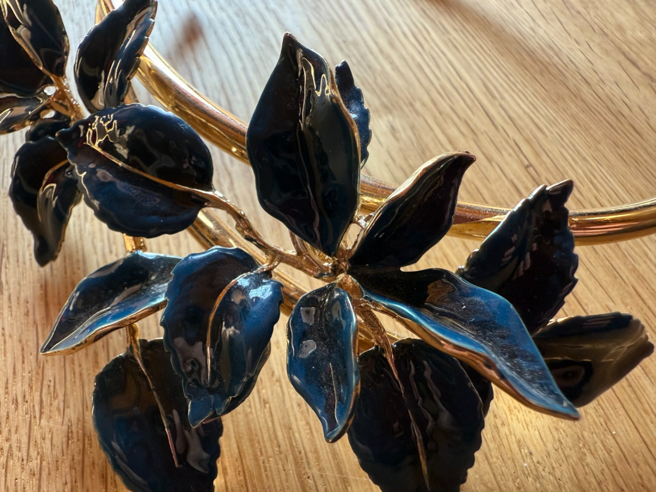 Elie Saab Magnificent blue and gold floral collar necklace