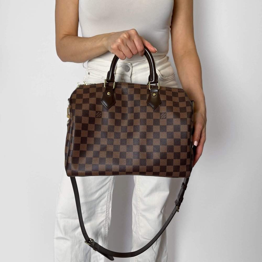 Louis Vuitton Speedy 30 Bandoulière Canvas Trunk Crossbody Damier Ebene