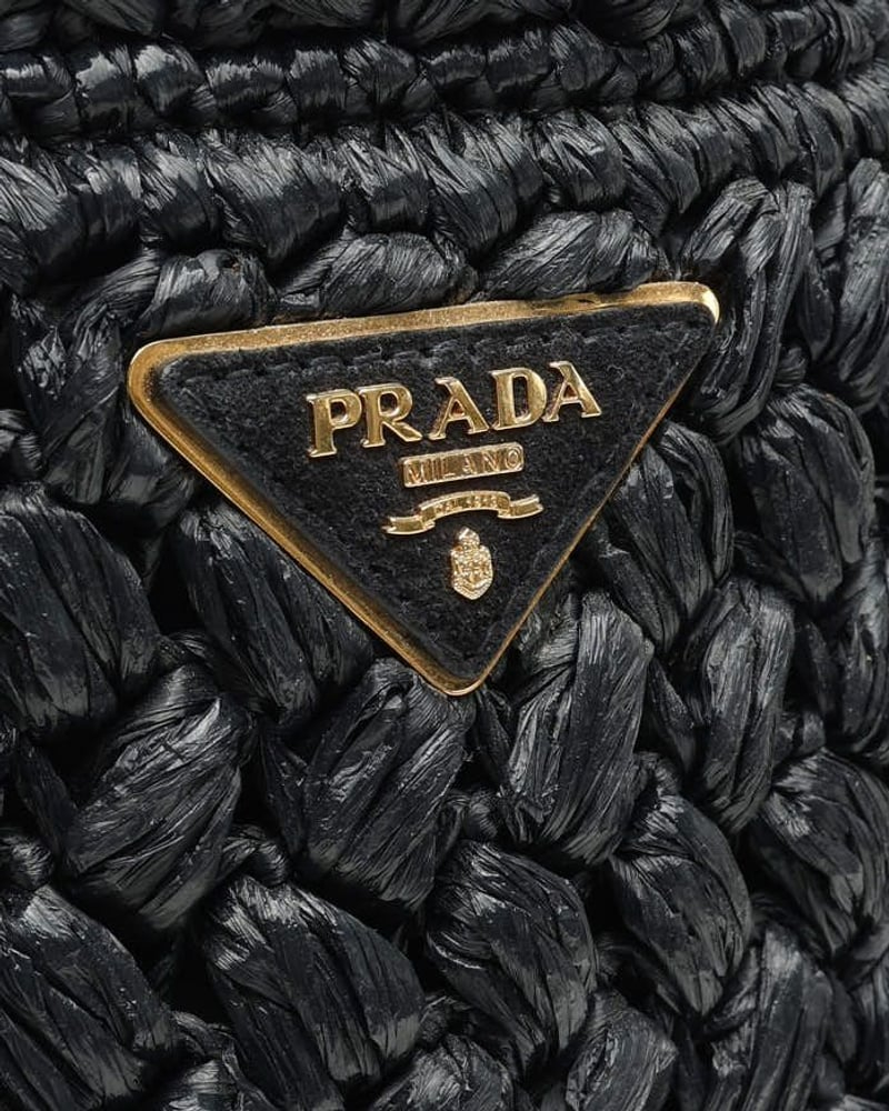 Prada Raffia City Calf Bucket Bag