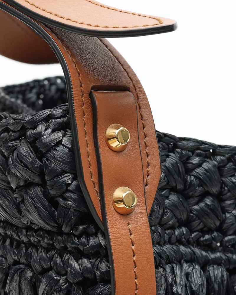 Prada Raffia City Calf Bucket Bag