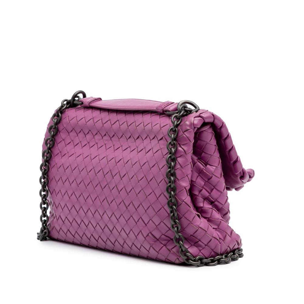 Bottega Veneta Purple Small Nappa Intrecciato Olympia Shoulder Bag Italy