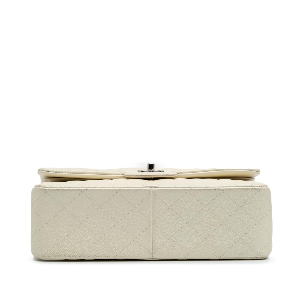 Chanel B Chanel White Ivory Caviar Leather Leather Jumbo Classic Caviar Double Flap Italy