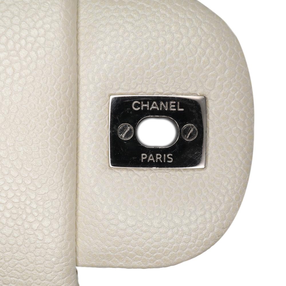 Chanel B Chanel White Ivory Caviar Leather Leather Jumbo Classic Caviar Double Flap Italy