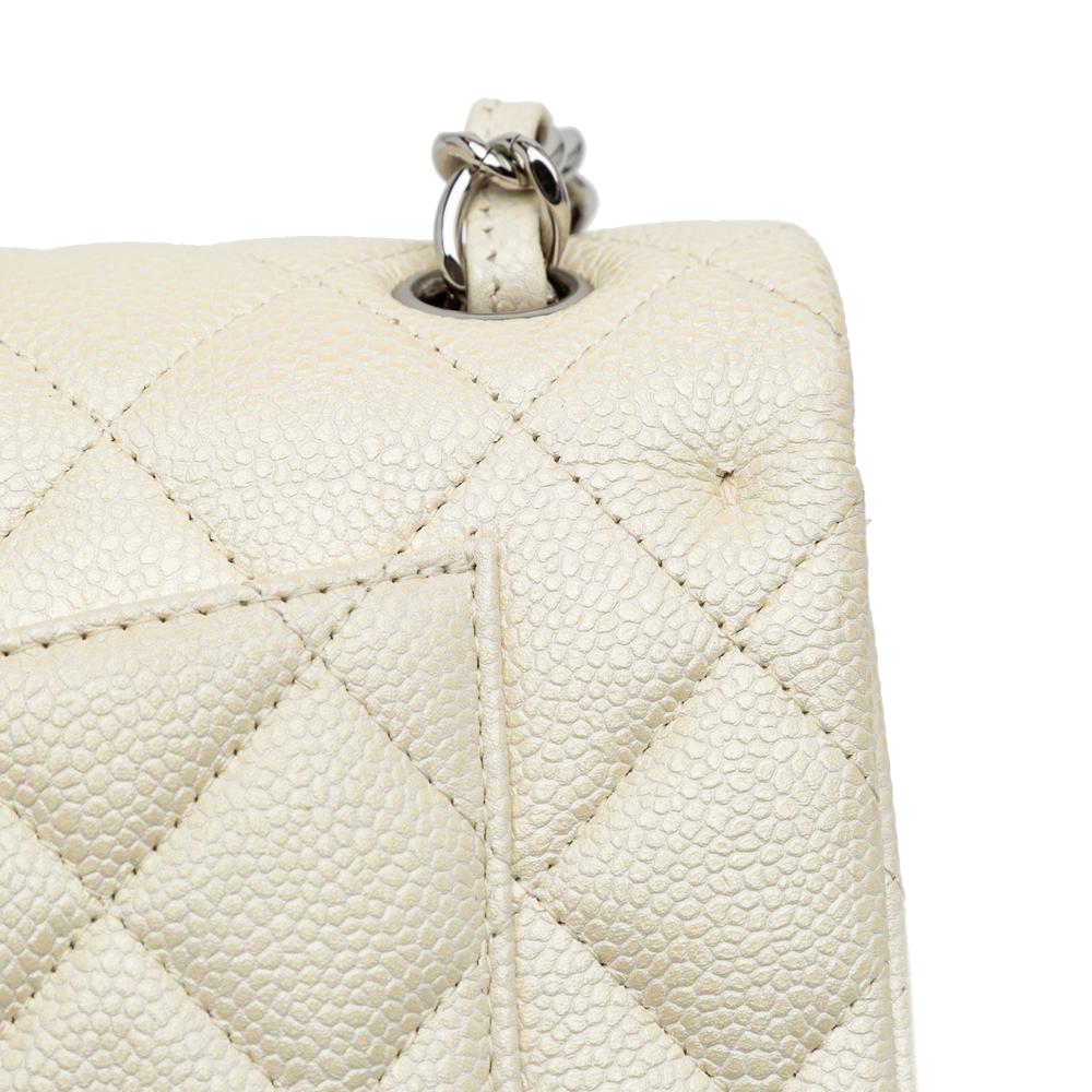 Chanel B Chanel White Ivory Caviar Leather Leather Jumbo Classic Caviar Double Flap Italy