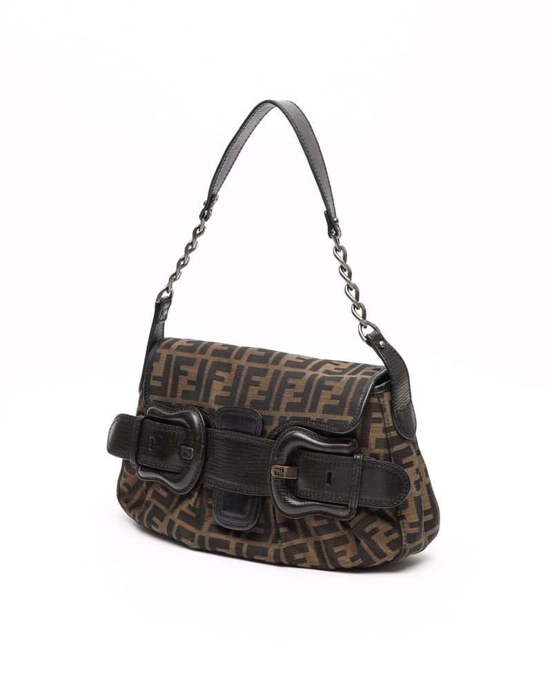 Fendi Zucca Buckle Shoulder Bag