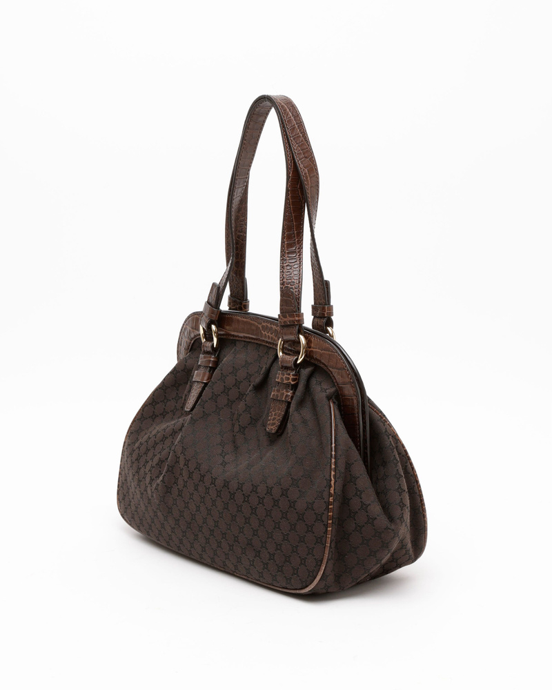 Celine Céline Triomphe Croc Tassel Bag