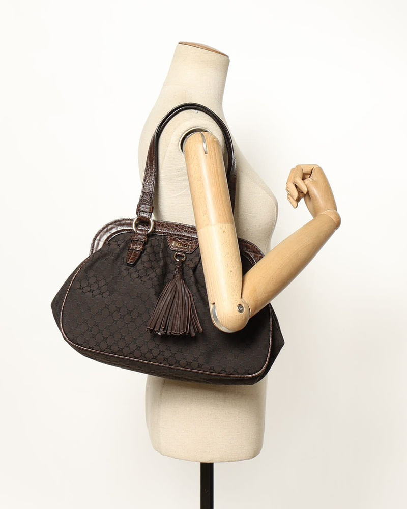 Celine Céline Triomphe Croc Tassel Bag