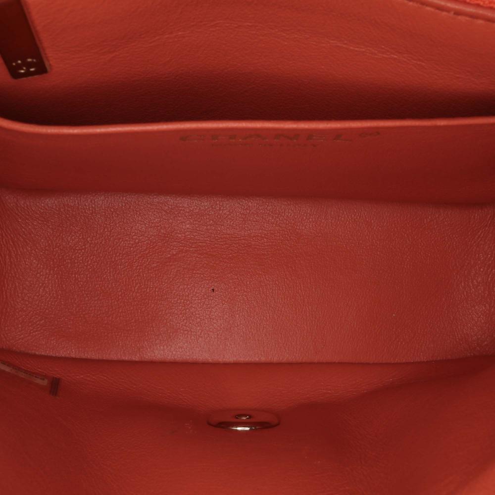 Chanel B Chanel Orange Lambskin Leather Leather Mini Square Classic Lambskin Single Flap Italy