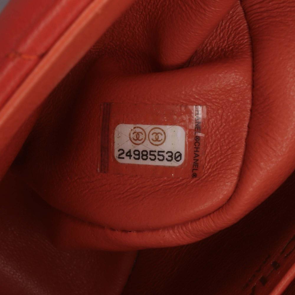 Chanel B Chanel Orange Lambskin Leather Leather Mini Square Classic Lambskin Single Flap Italy