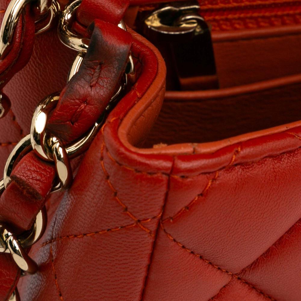 Chanel B Chanel Orange Lambskin Leather Leather Mini Square Classic Lambskin Single Flap Italy