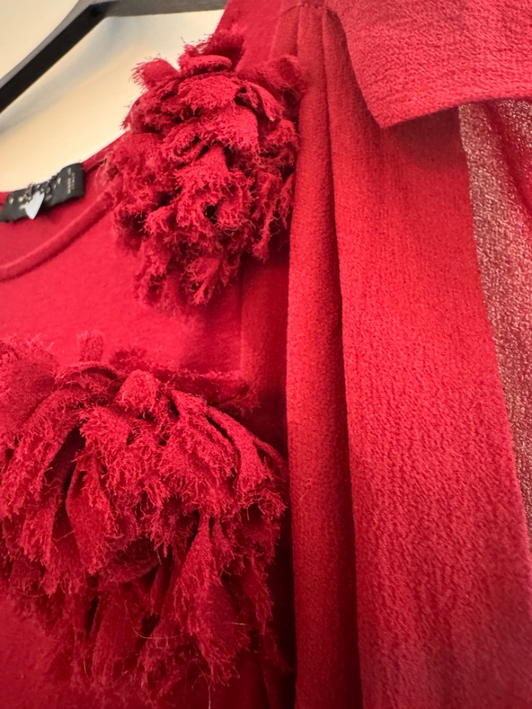 Twinset Robe élastique en maille brodée de fleurs avec empiècements en organza de soie