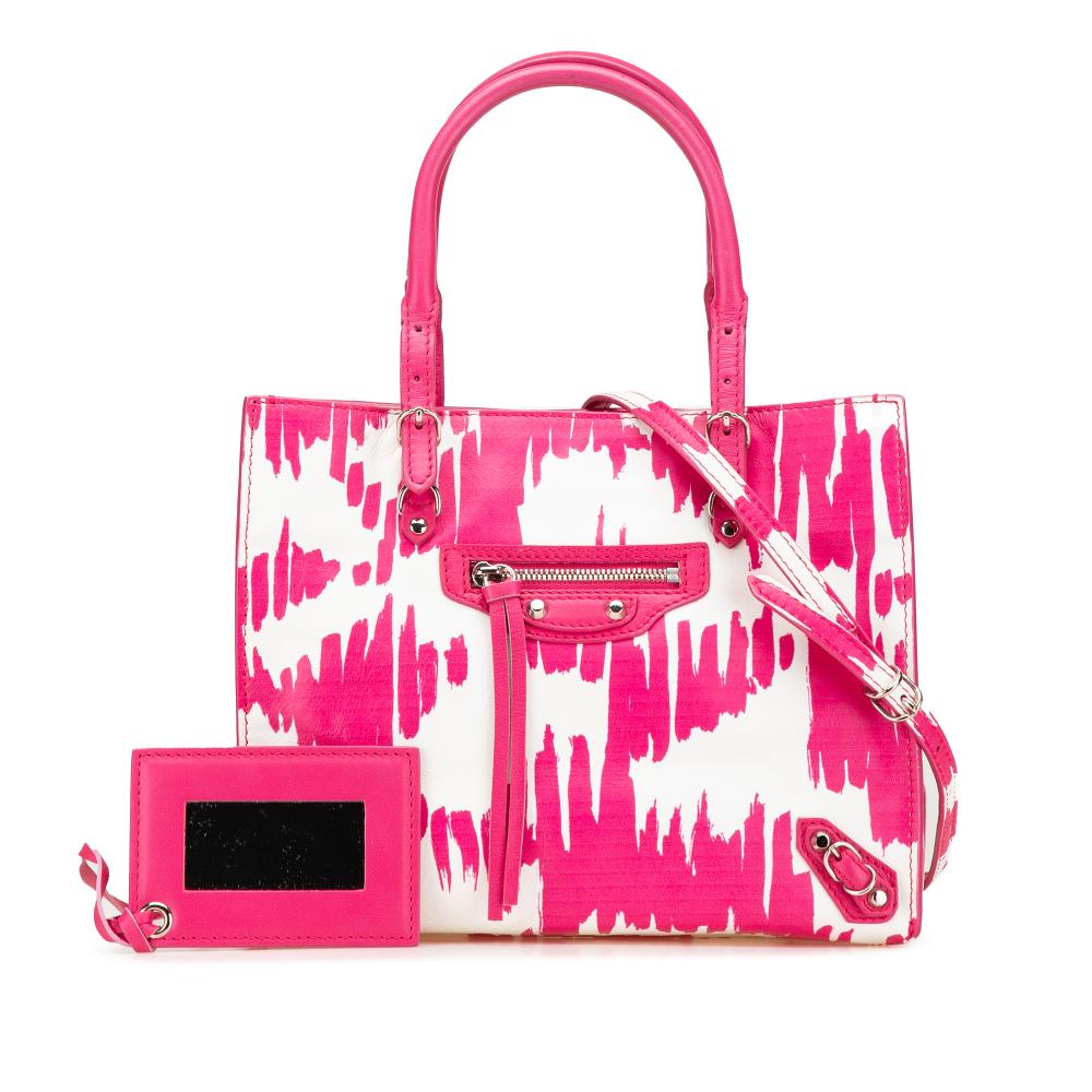 Balenciaga B Balenciaga Pink Calf Leather Mini Papier A4 Satchel Italy