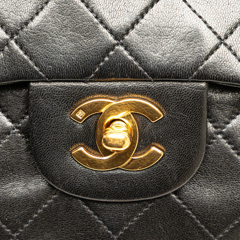 Chanel Classic Double Flap Small Matelassè Lambskin Flap Shoulder Bag Black
