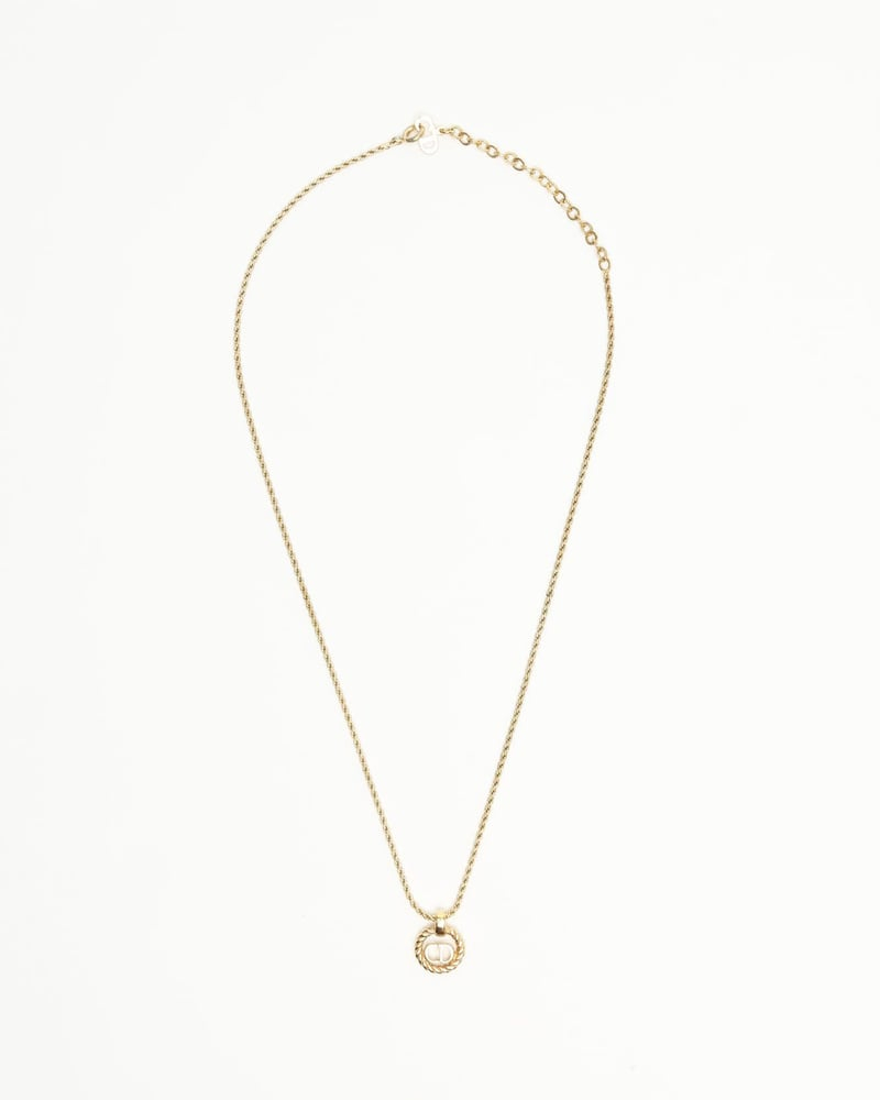 Christian Dior Twist Ring Logo Necklace