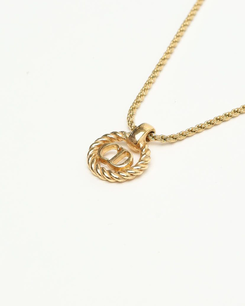 Christian Dior Twist Ring Logo Necklace