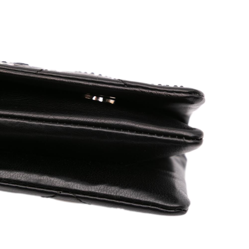 Chanel B Chanel Black Calf Leather Quilted skin Star Attitude Grommet Fold Over Clutch France