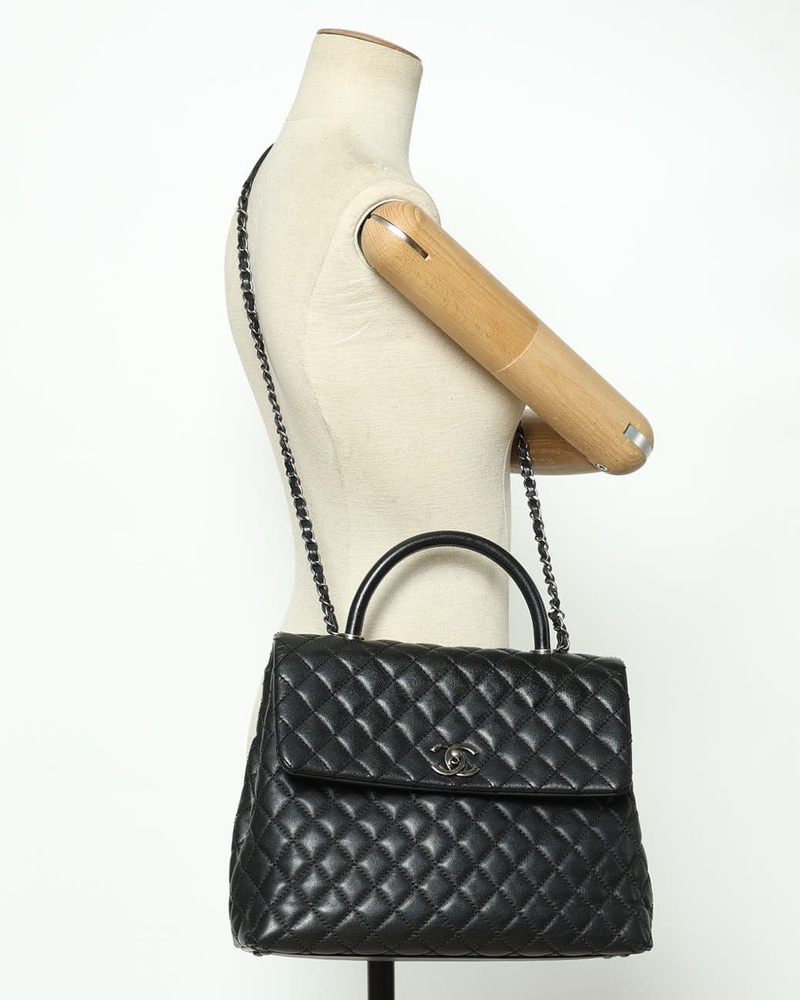 Chanel Large Coco Caviar Top Handle Bag