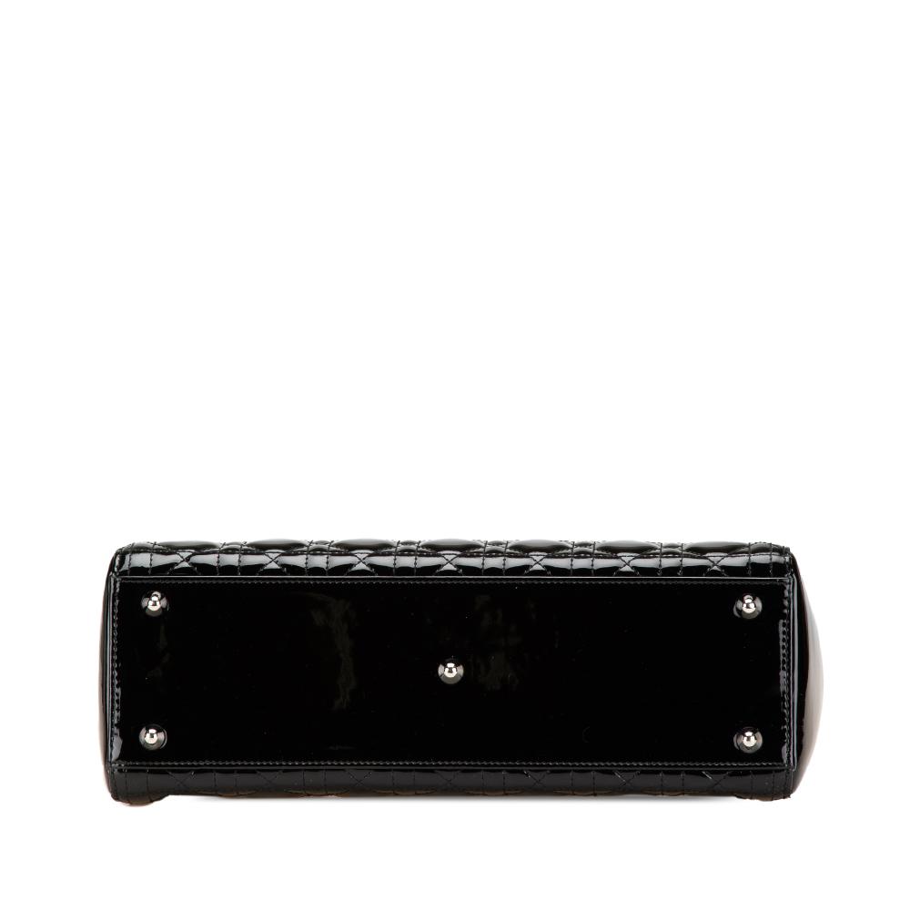 Christian Dior B Dior Black Patent Leather Leather Large Patent Cannage Lady Dior Italy