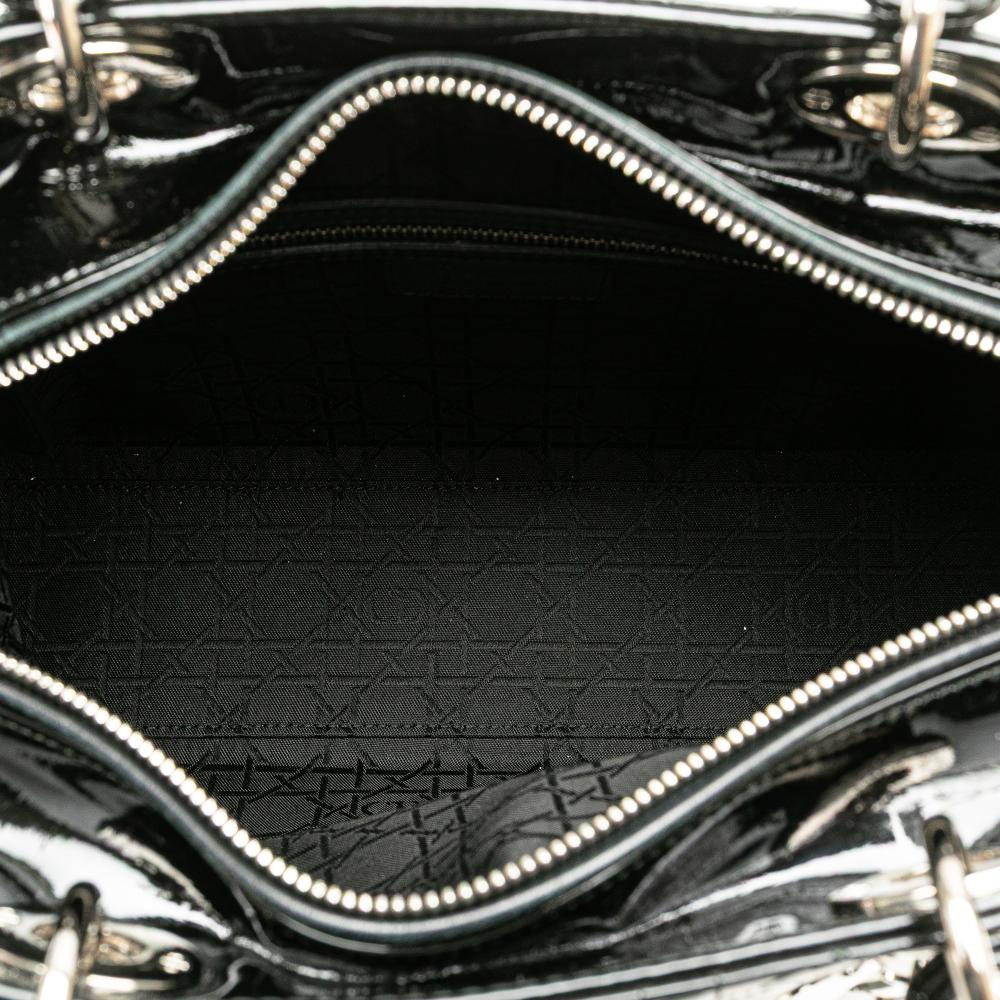 Christian Dior B Dior Black Patent Leather Leather Large Patent Cannage Lady Dior Italy