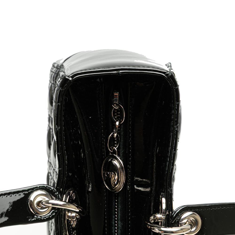 Christian Dior B Dior Black Patent Leather Leather Large Patent Cannage Lady Dior Italy