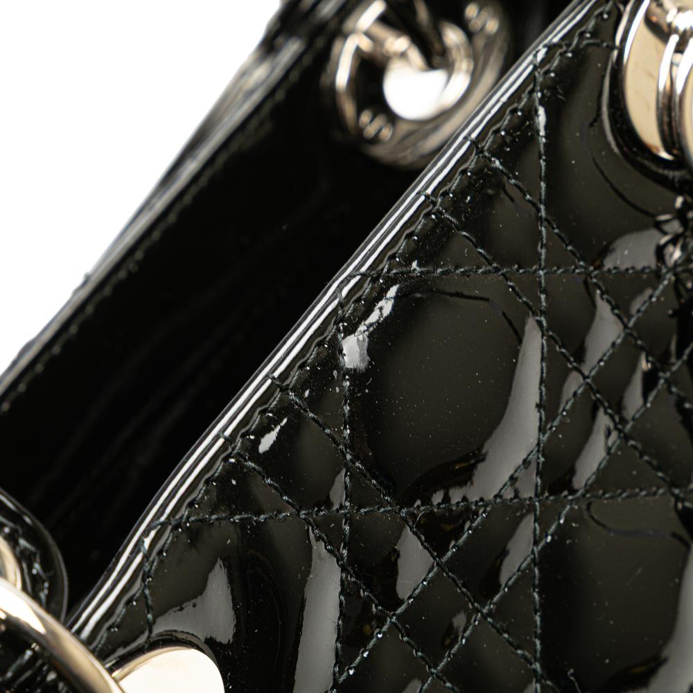 Christian Dior B Dior Black Patent Leather Leather Large Patent Cannage Lady Dior Italy