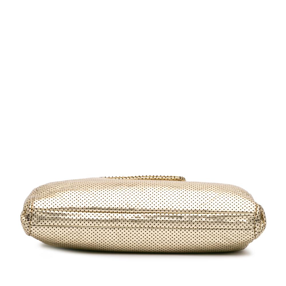 Chanel B Chanel Gold Calf Leather Perforated Crackled Metallic skin Drill Tote Italy