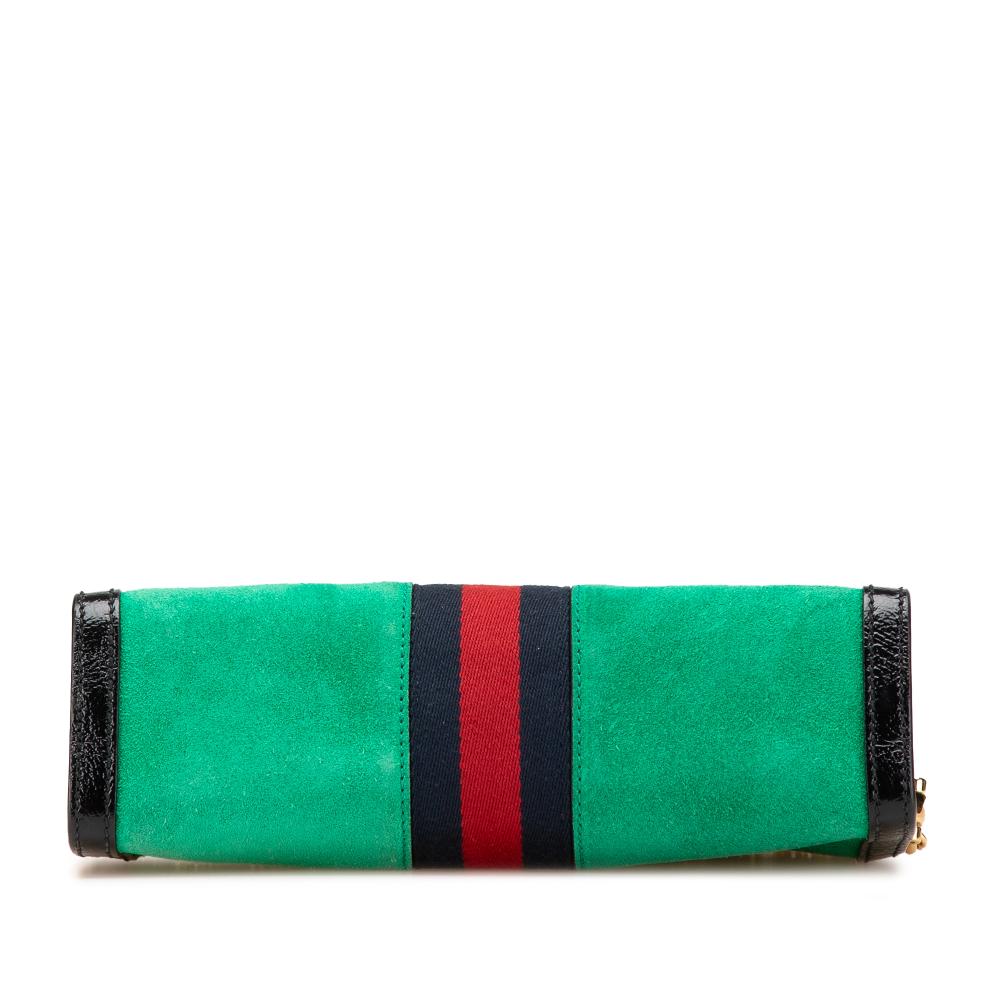 Gucci B Gucci Green with Black Suede Leather Small Ophidia Chain Crossbody Italy
