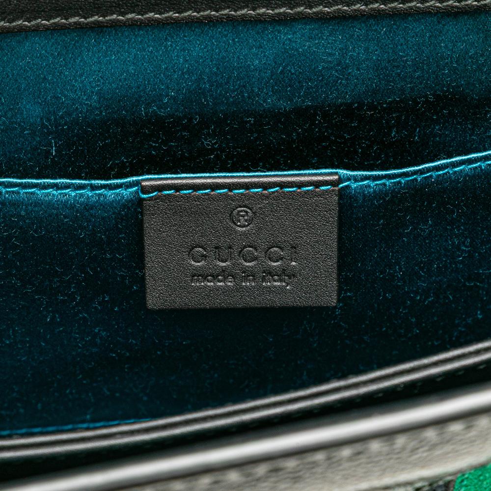 Gucci B Gucci Green with Black Suede Leather Small Ophidia Chain Crossbody Italy