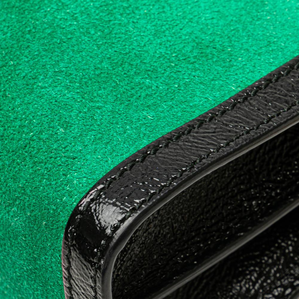 Gucci B Gucci Green with Black Suede Leather Small Ophidia Chain Crossbody Italy