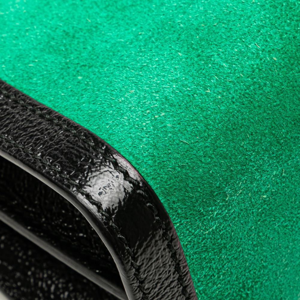 Gucci B Gucci Green with Black Suede Leather Small Ophidia Chain Crossbody Italy