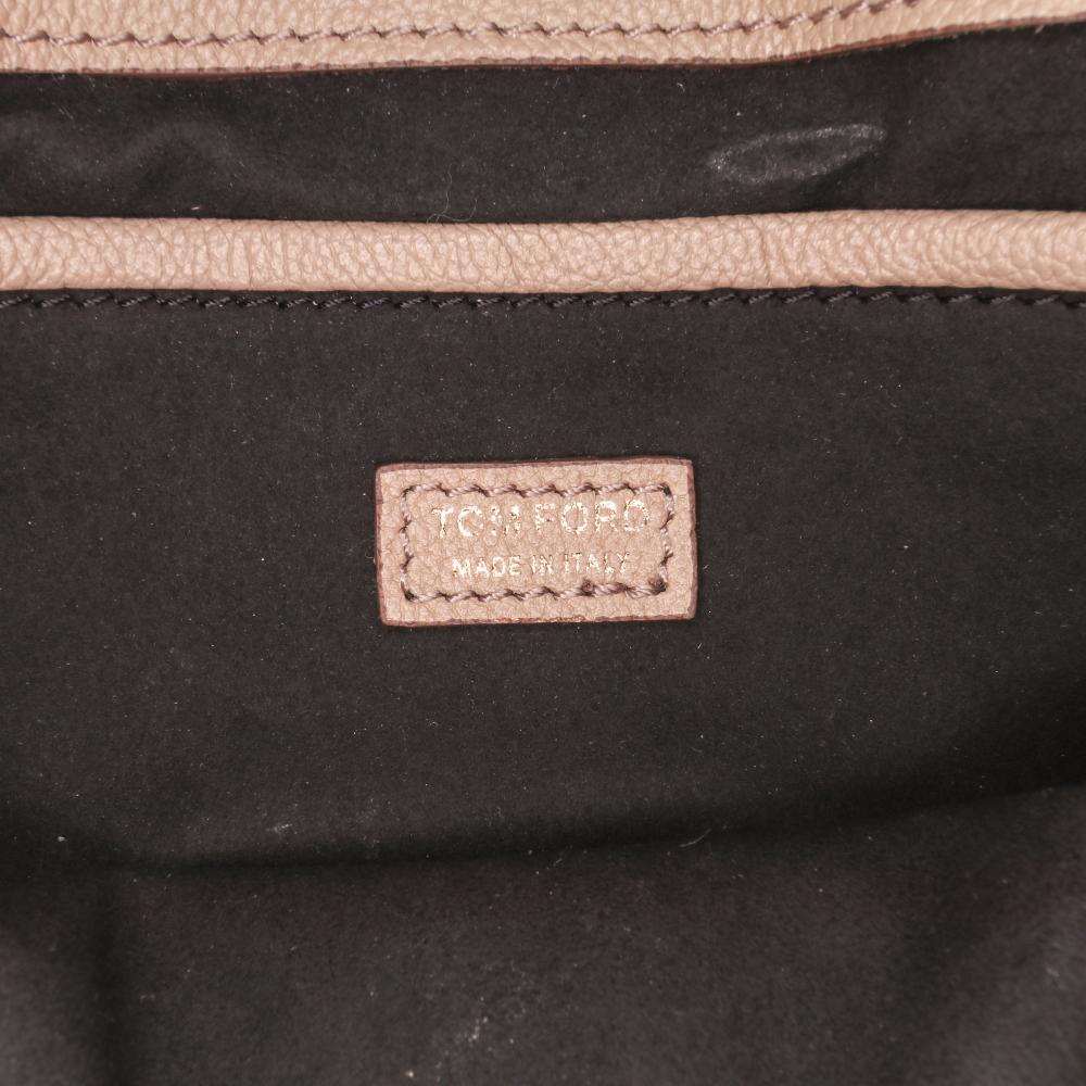 Tom Ford B Tom Ford Brown Beige Calf Leather Grained skin TF Flap Crossbody Italy