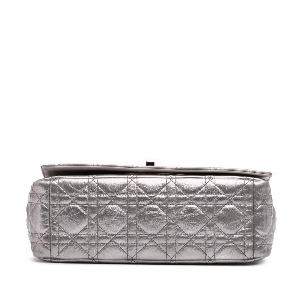 Christian Dior B Dior Silver Calf Leather Medium Metallic skin Cannage Supple Caro Bag Italy