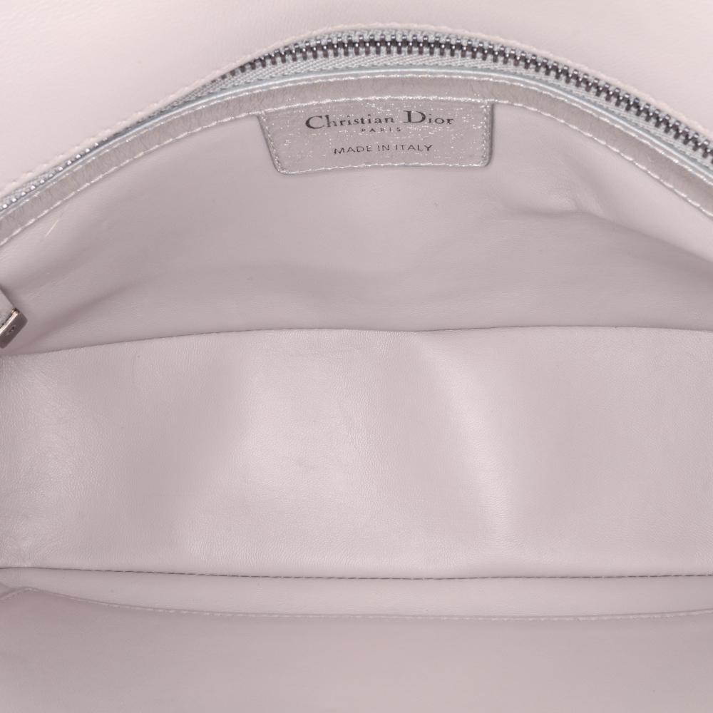 Christian Dior B Dior Silver Calf Leather Medium Metallic skin Cannage Supple Caro Bag Italy