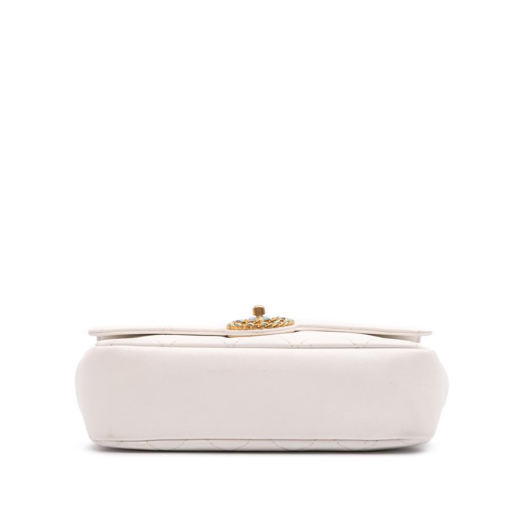 Chanel AB Chanel White with Blue Light Blue Calf Leather CC Quilted skin Single Flap Italy