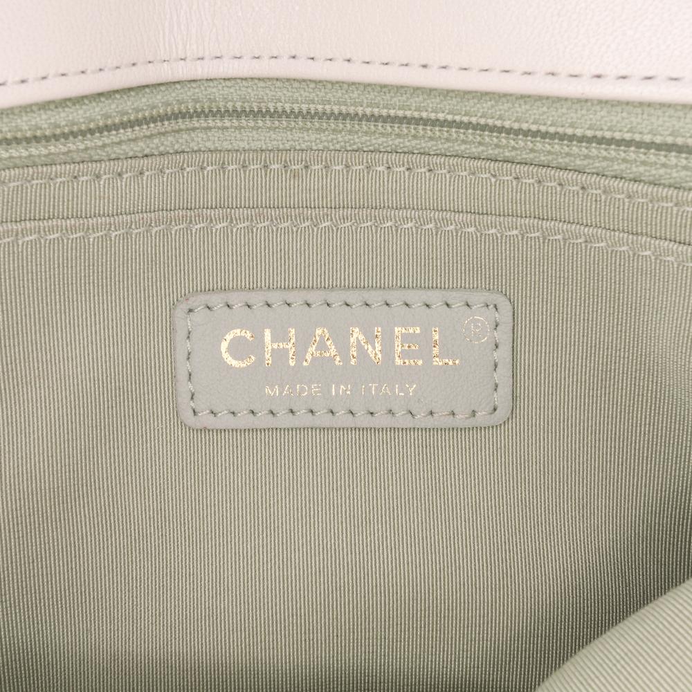 Chanel AB Chanel White with Blue Light Blue Calf Leather CC Quilted skin Single Flap Italy