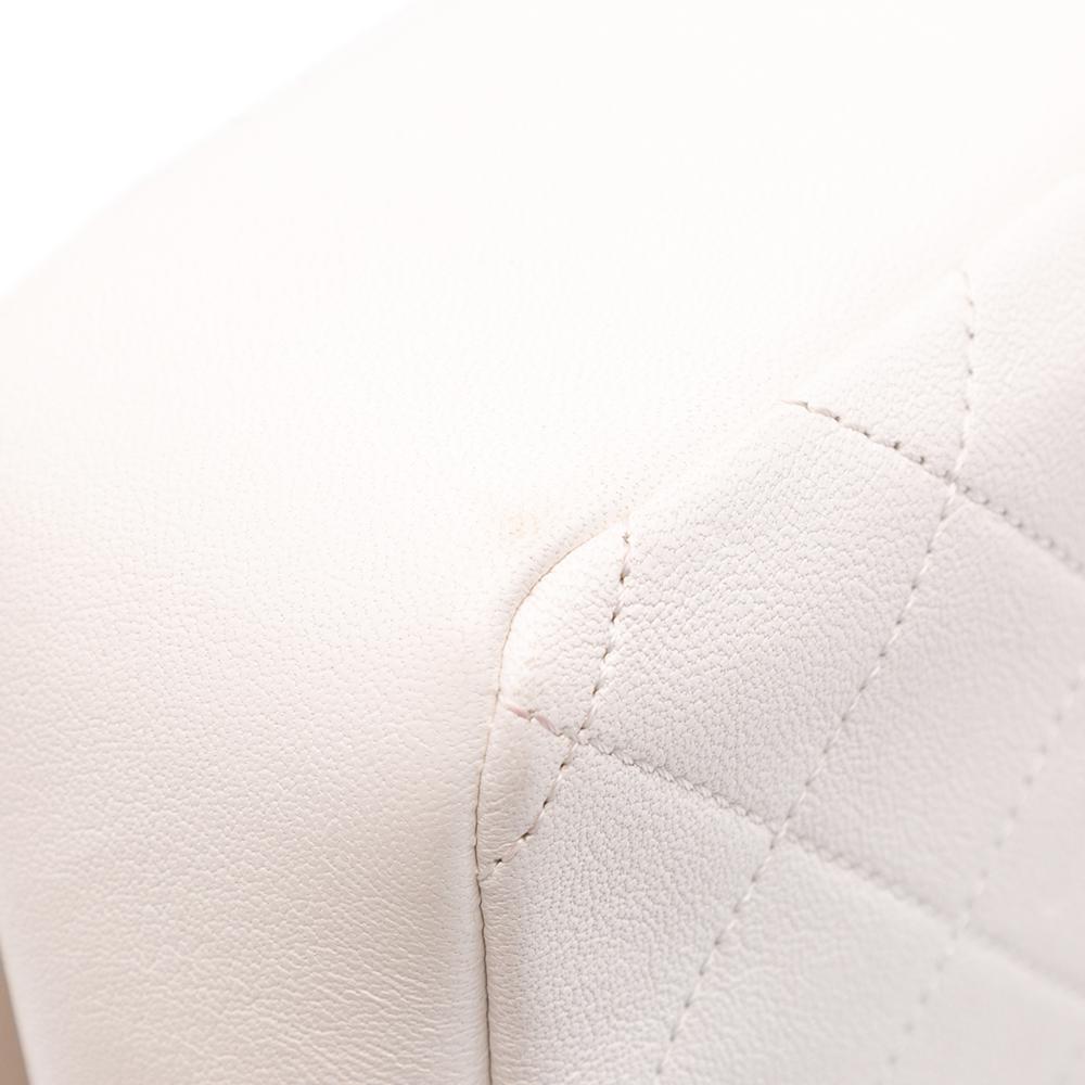 Chanel AB Chanel White with Blue Light Blue Calf Leather CC Quilted skin Single Flap Italy