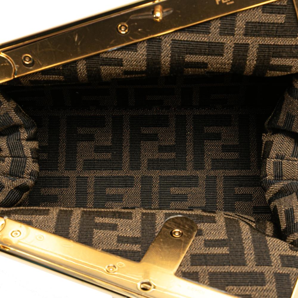 Fendi B Fendi Brown Light Beige Knit Fabric Small Fendi First Crossbody Italy