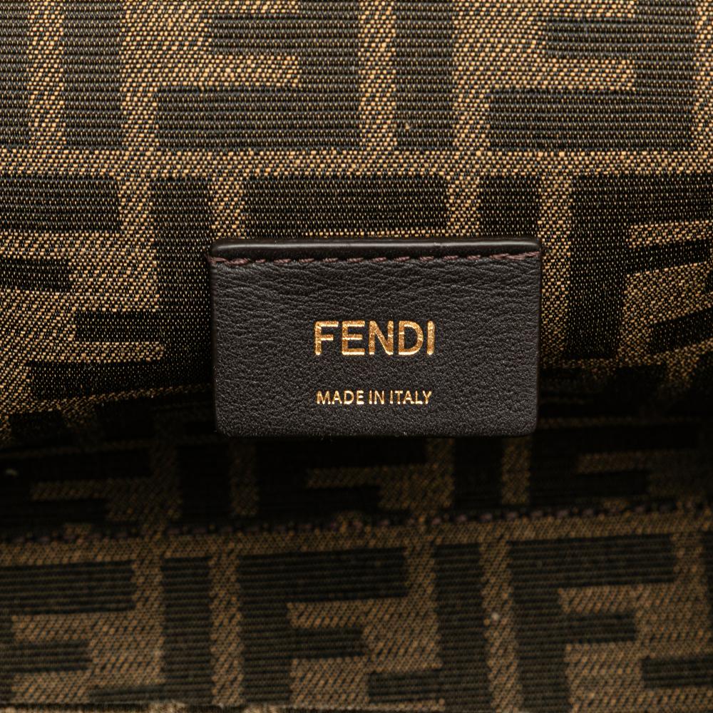 Fendi B Fendi Brown Light Beige Knit Fabric Small Fendi First Crossbody Italy
