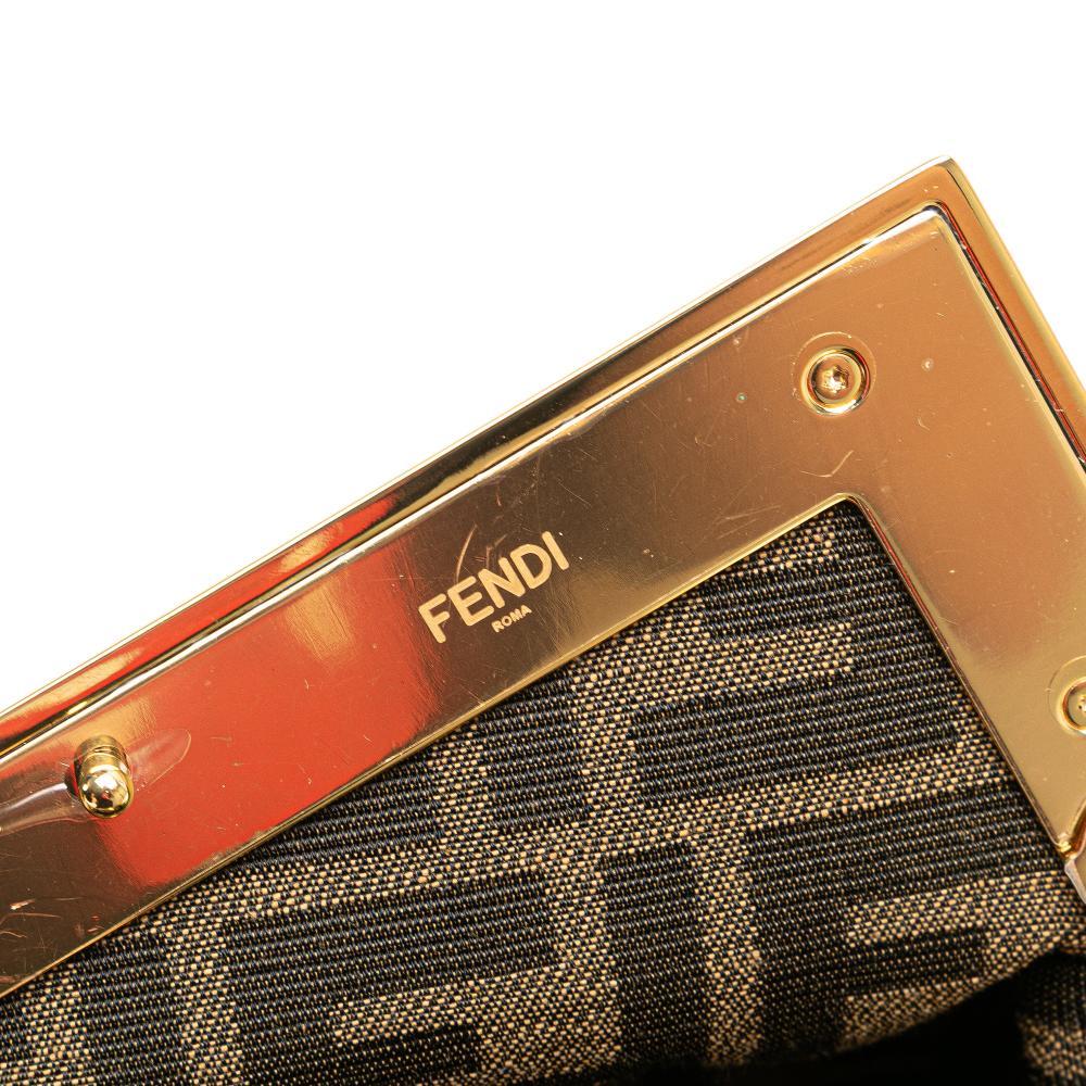 Fendi B Fendi Brown Light Beige Knit Fabric Small Fendi First Crossbody Italy