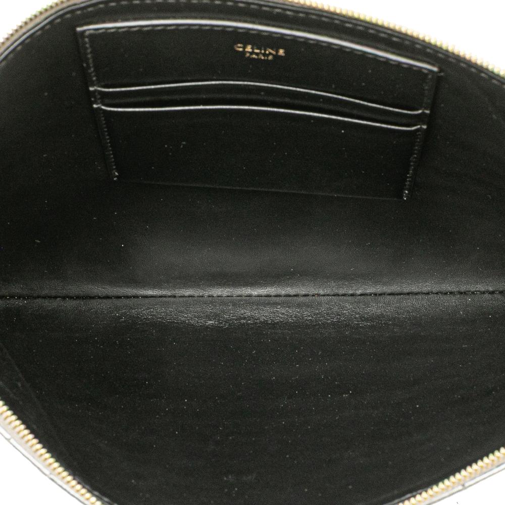 Celine AB Celine Silver Calf Leather Quilted Metallic skin C Charm Pouch Italy