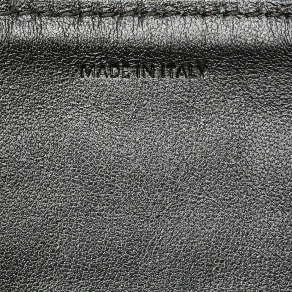 Celine AB Celine Silver Calf Leather Quilted Metallic skin C Charm Pouch Italy