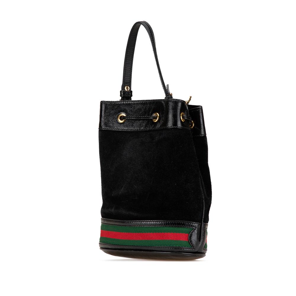 Gucci B Gucci Black Suede Leather Small Ophidia Bucket Italy