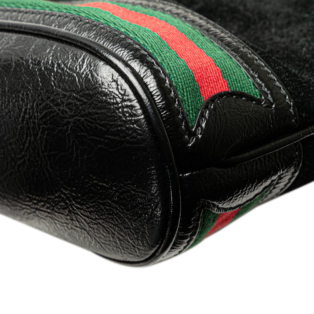 Gucci B Gucci Black Suede Leather Small Ophidia Bucket Italy