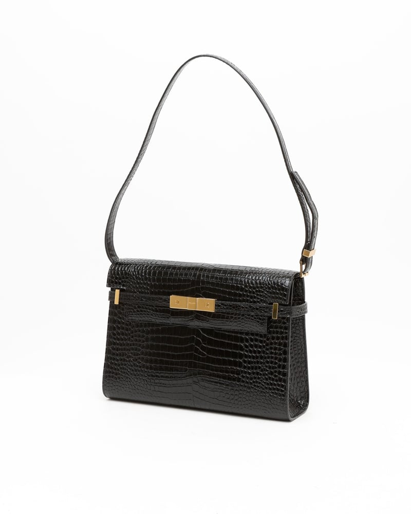 Saint Laurent Croc Manhattan Shoulder Bag