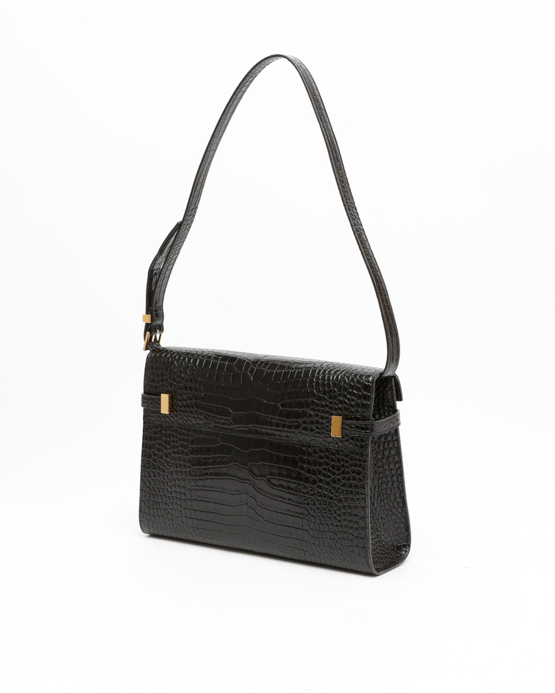 Saint Laurent Croc Manhattan Shoulder Bag