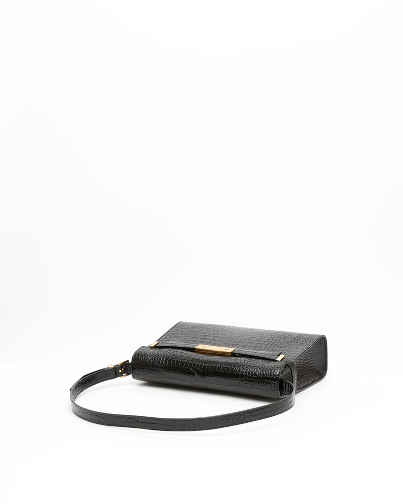 Saint Laurent Croc Manhattan Shoulder Bag