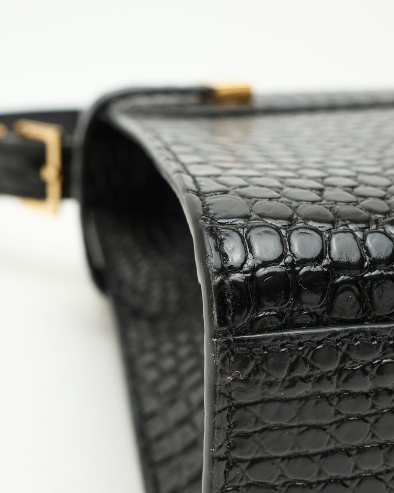 Saint Laurent Croc Manhattan Shoulder Bag