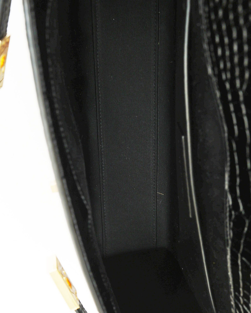 Saint Laurent Croc Manhattan Shoulder Bag